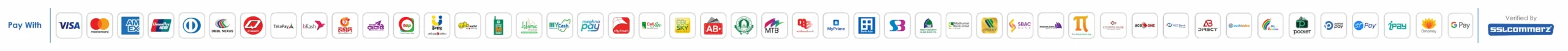 Accepted payment methods by SSLCommerz including Visa, Mastercard, and mobile banking
